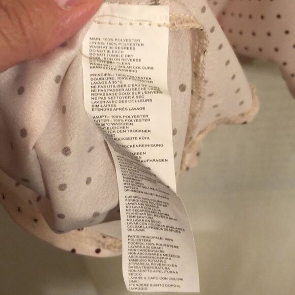 Nasty Gal 14 Well Spotted Peplum Bell Sleeve Faux Wrap Cream Brown Polka Top - Picture 14 of 16